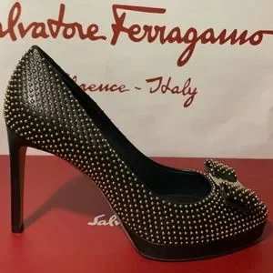 Salvatore Ferragamo Black with silver and gold studs Salvatore Ferragamo Black Fashion Jewelry for Sale - eBay main image 4